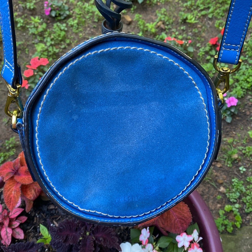 Fossil Blue Palmer Leather Circle Crossbody Bag - Picture 5 of 8